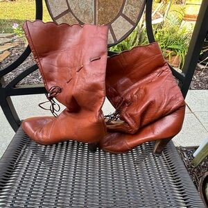 Vintage Brown Leather Mid-Calf Boots